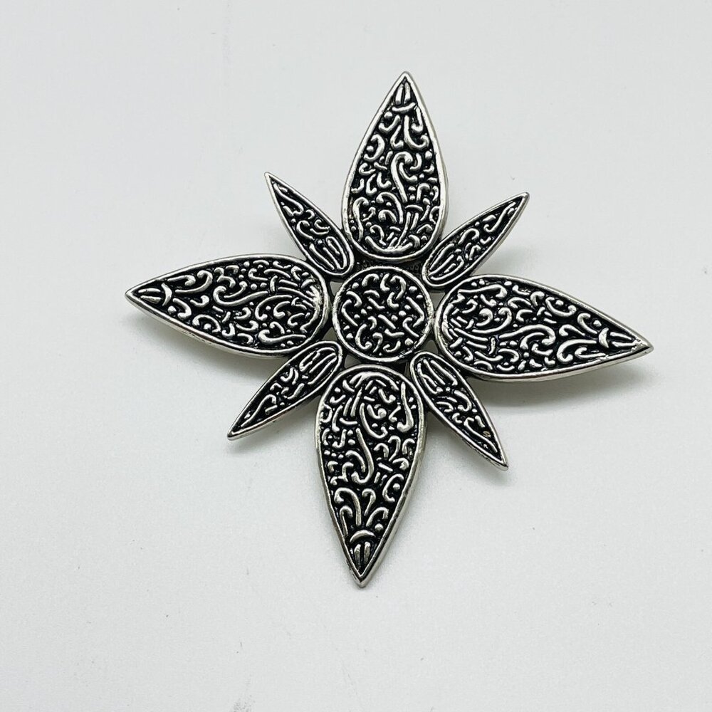 Vintage JOHN HARDY Silver Tone Floral Filigree Hair Clip Barrette - Picture 2 of 6